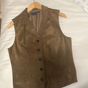 Ralph Lauren Tan Suede Button-Up Vest